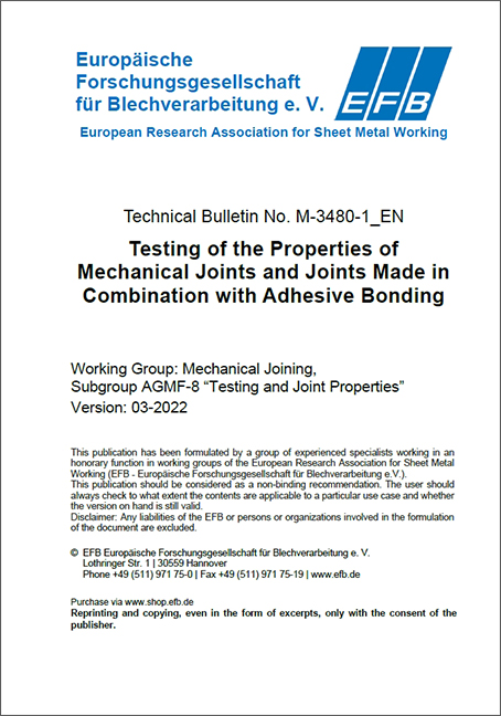 Testing of the Properties of Mechanical Joints and Joints Made in Combination with Adhesive Bonding