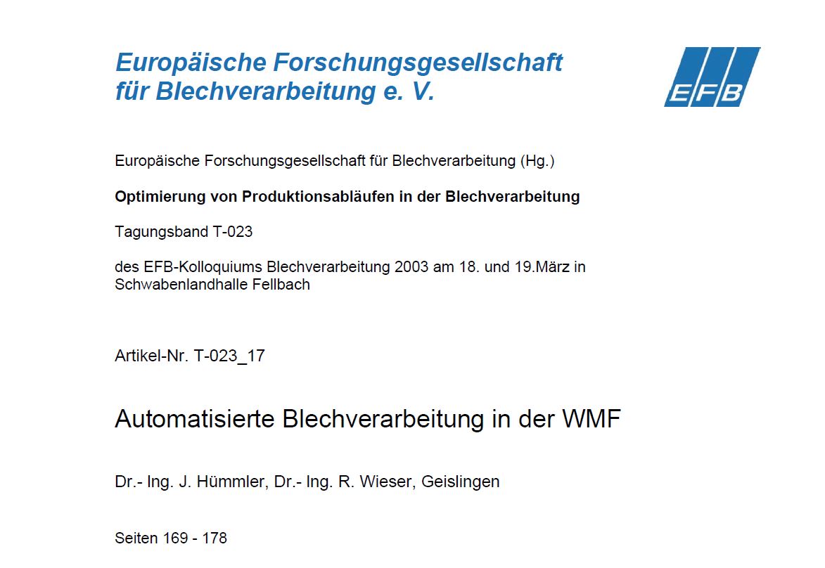 Automatisierte Blechverarbeitung in der WMF