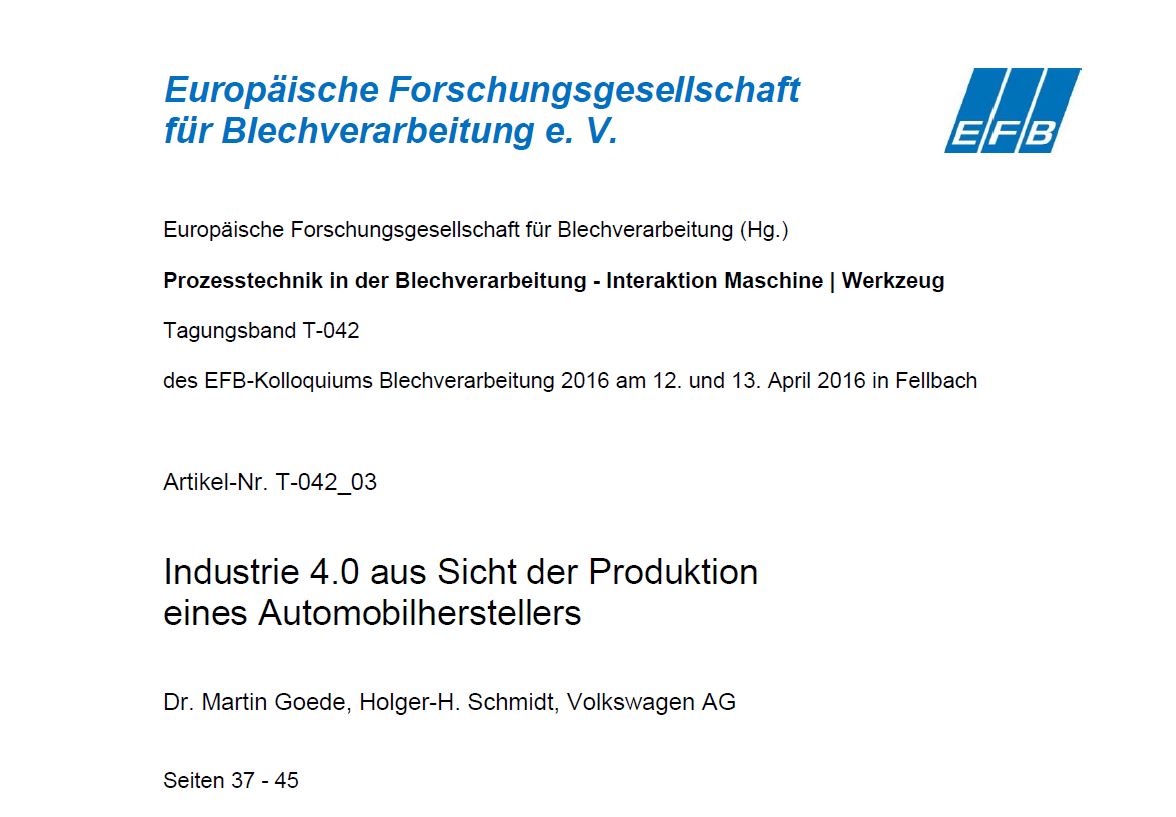 Industrie 4.0 aus Sicht der Produktion eines Automobilherstellers