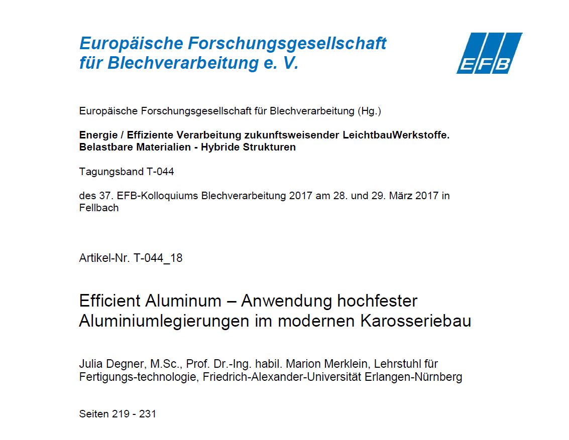 Efficient Aluminum – Anwendung hochfester Aluminiumlegierungen im modernen Karosseriebau