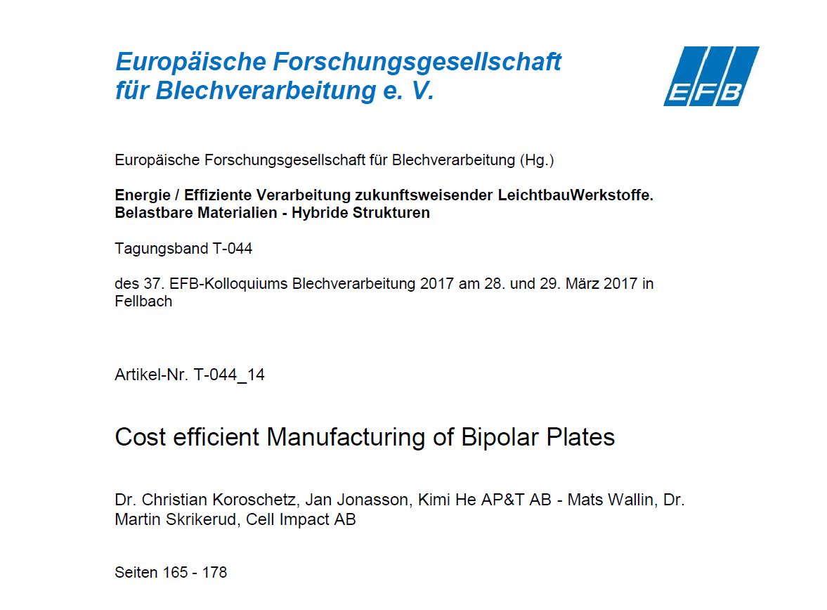 Cost efficient Manufacturing of Bipolar Plates